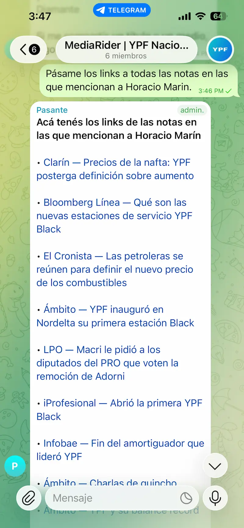 Captura de consulta de antecedentes en MediaRider